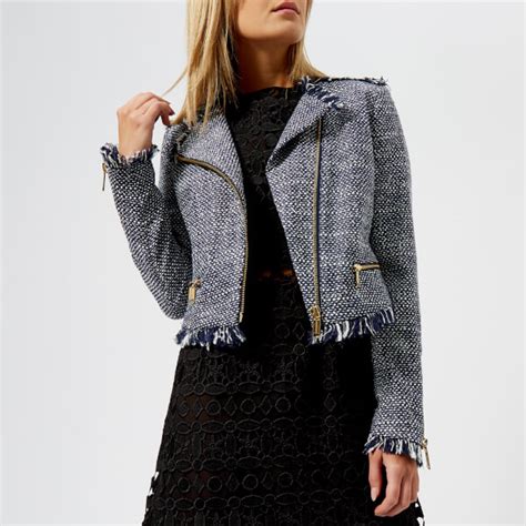 michael michael kors women's tweed jacket true navy|michael kors puffer coat.